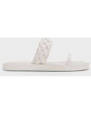 Charles & Keith Braided-Strap Flatform Sandals - White