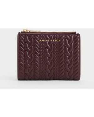 Charles & Keith Apolline Textured Top-Zip Wallet - Purple