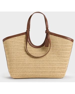 Charles & Keith Ivette Raffia Woven Tote Bag - Natural