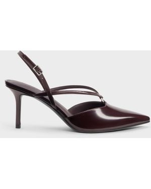 Charles & Keith V-Strap Slingback Court Shoes - Metallic