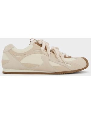 Charles & Keith Nylon & Suede Double-Lace Trainers - Natural