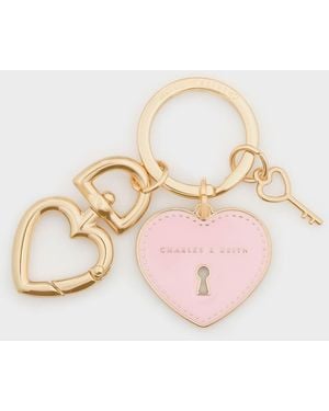 Charles & Keith Heart Lock Keychain - Pink