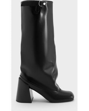 Charles & Keith Robbie Heeled Knee-high Boots - Black