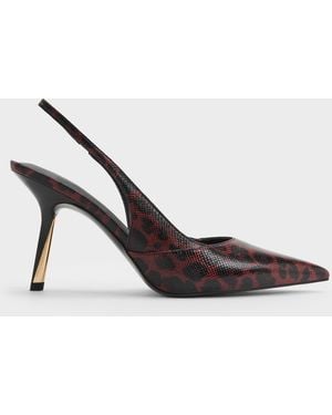 Charles & Keith Taylen Leopard-Print Slingback Pumps - White