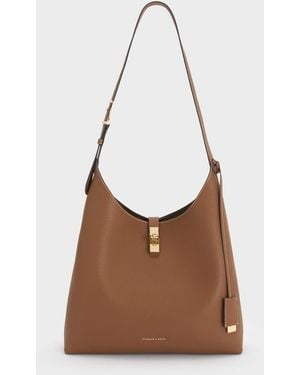 Charles & Keith Chance Turn-Lock Hobo Bag - White