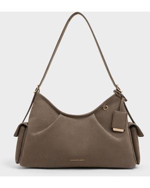 Charles & Keith Khai Side-Pocket Shoulder Bag - Natural