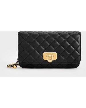 Charles & Keith Cressida Quilted Push-lock Clutch - Black