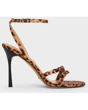 Charles & Keith Jessy Bow Ankle-Strap Stiletto-Heel Sandals - White