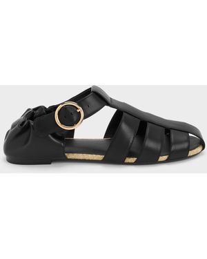 Charles & Keith Caged Flat Espadrilles - Black