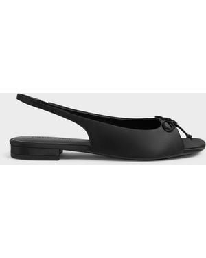 Charles & Keith Imani Satin Bow Slingback Sandals - White