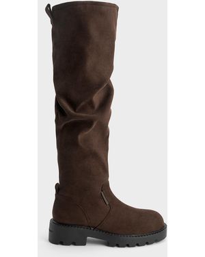 Charles & Keith Camilla Faux Suede Thigh-High Boots - Brown