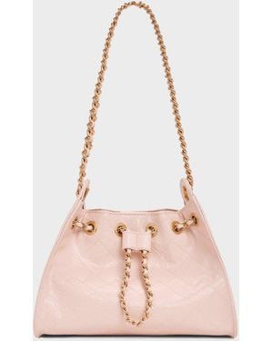 Charles & Keith Duo Quilted Drawstring Bucket Bag - Pink