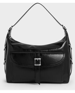 Charles & Keith Bryna Belted Hobo Bag - Black