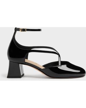 Charles & Keith Patent Leather Crossover Pumps - Multicolor