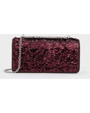 Charles & Keith Paffuto Sequinned Wallet On Chain - Purple
