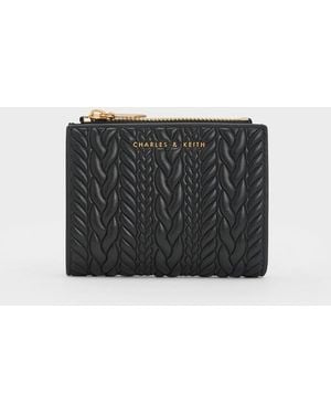 Charles & Keith Apolline Textured Top-zip Wallet - Black