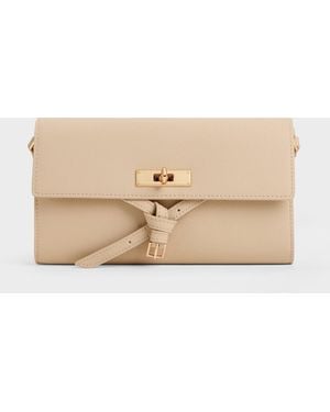 Charles & Keith Tricha Knotted-Belt Crossbody Bag - Natural
