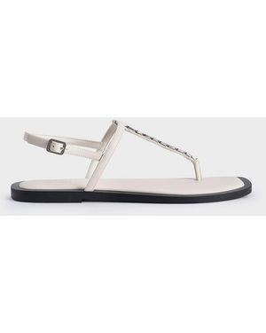 Charles & Keith Chain-Link Thong Sandals - White