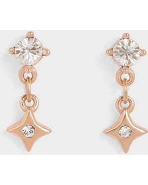 Charles & Keith Everest Crystal Star Drop Earrings - White