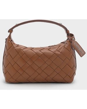 Charles & Keith Ivette Woven Shoulder Bag - Brown