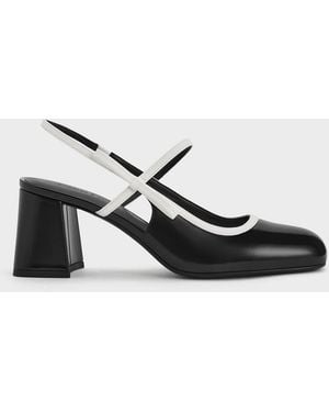 Charles & Keith Two-Tone Bow Slingback Mary Jane Pumps - Multicolor