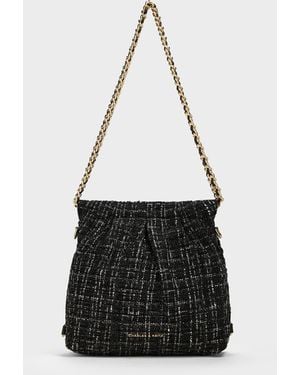 Charles & Keith Duo Tweed Chain-Handle Two-Way Backpack - White