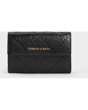 Charles & Keith Duo Quilted Fold-over Wallet - Black