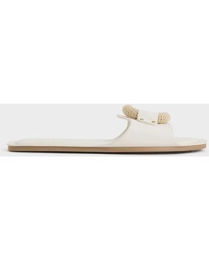Charles & Keith Raffia Ring Slide Sandals - White