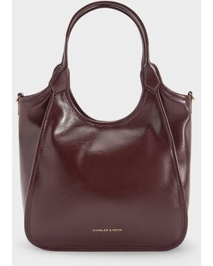 Charles & Keith Mini Sianna Crinkle-Effect Slouchy Tote Bag - Purple