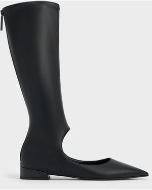 Charles & Keith Robbie Cut-out Knee-high Boots - Black