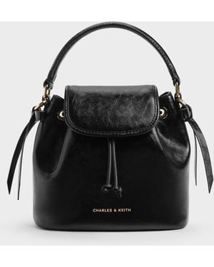 Charles & Keith Dalia Bow Top Handle Bag - Black