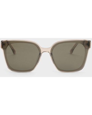 Charles & Keith Freya Square Thick-Frame Sunglasses - Grey