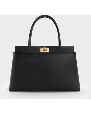 Charles & Keith Lennie Top Handle Satchel Bag - Black