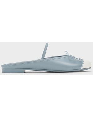 Charles & Keith Two-tone Bow Slip-on Flats - Blue