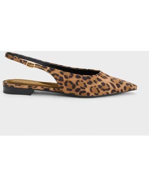 Charles & Keith Emelia Leopard-Print Slingback Flats - White