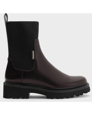 Charles & Keith Remy Ridged-sole Chelsea Boots - Black