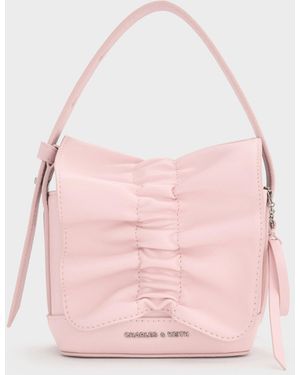 Charles & Keith Kadee Ruched Mini Bag - Pink