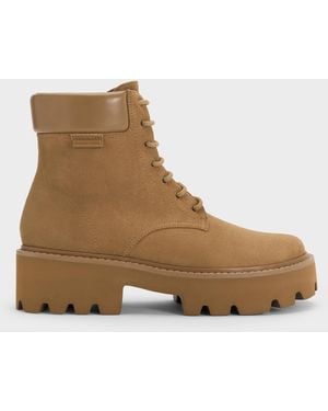 Charles & Keith Ripley Ridged-Sole Ankle Boots - Brown