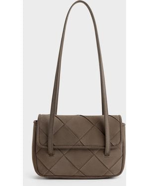Charles & Keith Maribel Woven Shoulder Bag - White