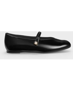 Charles & Keith Marie Pearl Mary Jane Flats - Black