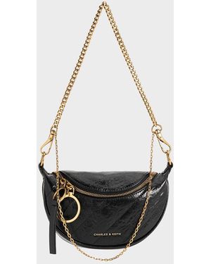 Charles & Keith Philomena Half-moon Crossbody Bag - White
