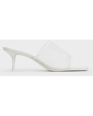 Charles & Keith Loren Mesh Kitten-Heel Mules - White
