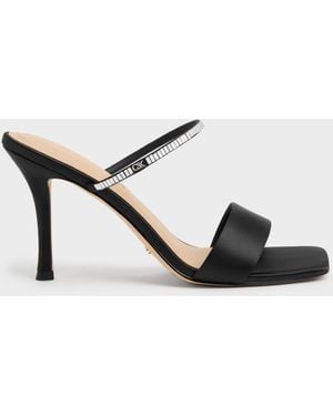 Charles & Keith Gem Heeled Mules - Black