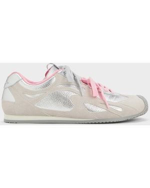 Charles & Keith Metallic Leather & Suede Double-Lace Sneakers