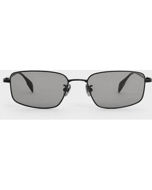 Charles & Keith Inara Metallic-Rim Sunglasses - Black