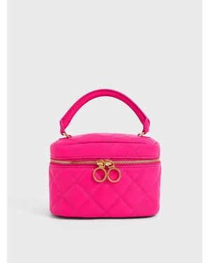 Charles & Keith Quilted Two-way Zip Mini Bag - Pink