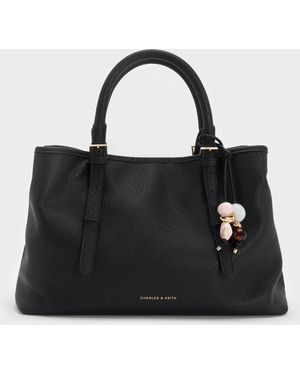 Charles & Keith Baral Bead-Charm Tote Bag - Black