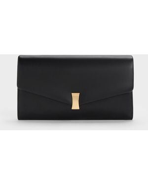 Charles & Keith Lilibet Chain-Strap Long Wallet - Black