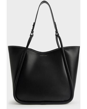 Charles & Keith Lyla Tubular Slouchy Tote Bag - Black