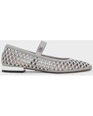 Charles & Keith Studded Cut-Out Ballet Flats - White